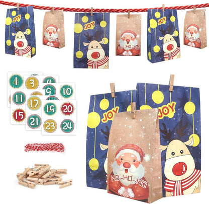 Adventskalender zum Befüllen Papiertüten 2024 Basteln Kinder