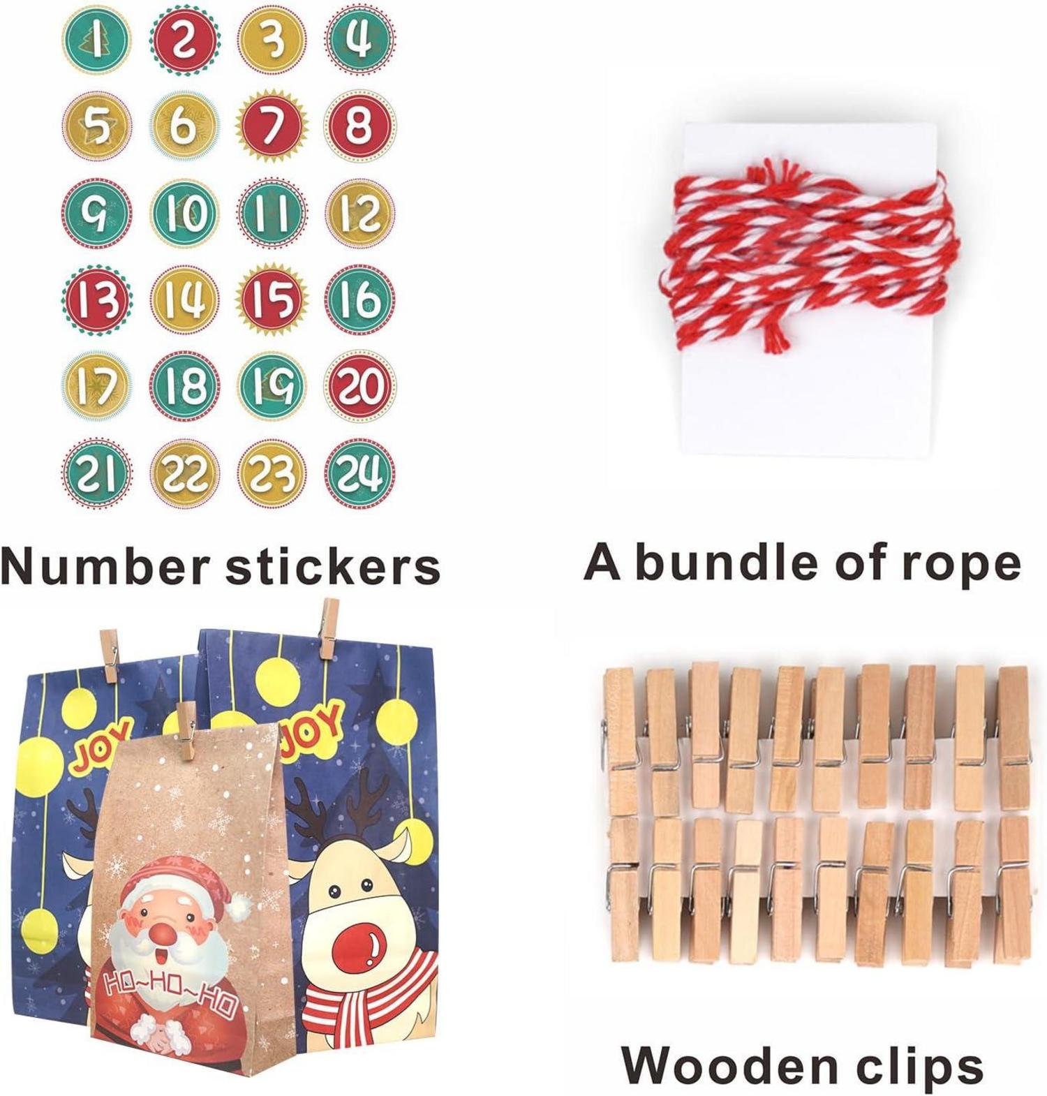 Adventskalender 2024 zum Befüllen groß Papiertüten Kinder