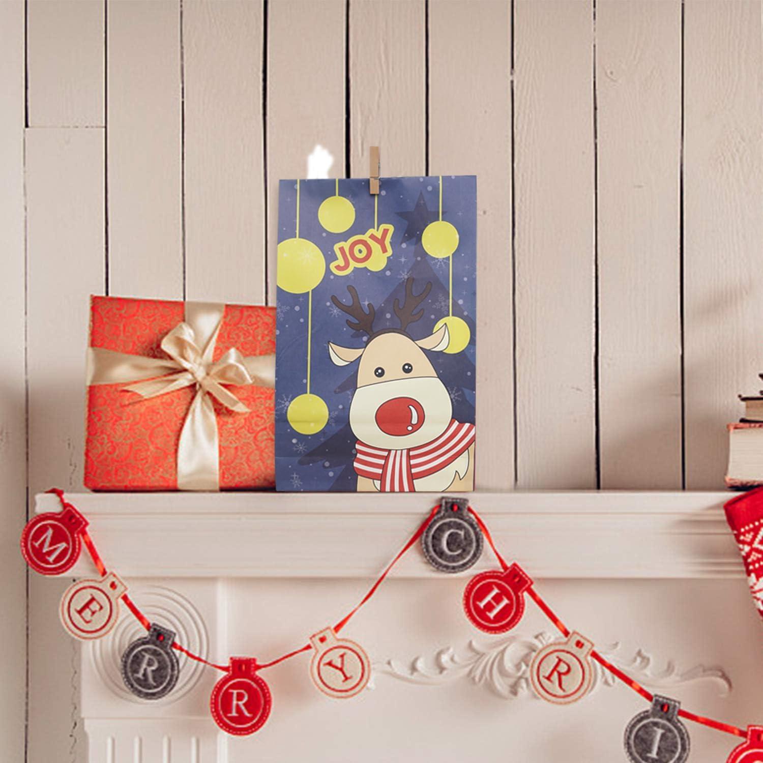 Adventskalender 2024 zum Befüllen groß Geschenktüten Pinguin Tüten