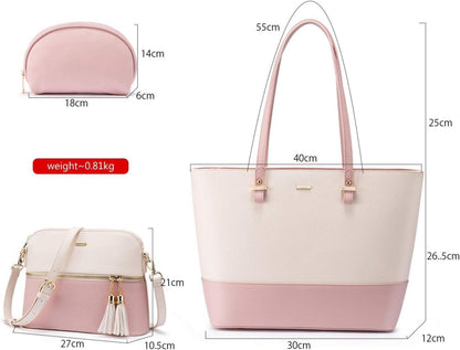 Damen Handtasche Set Leder Schultertasche 3-teiliges Set