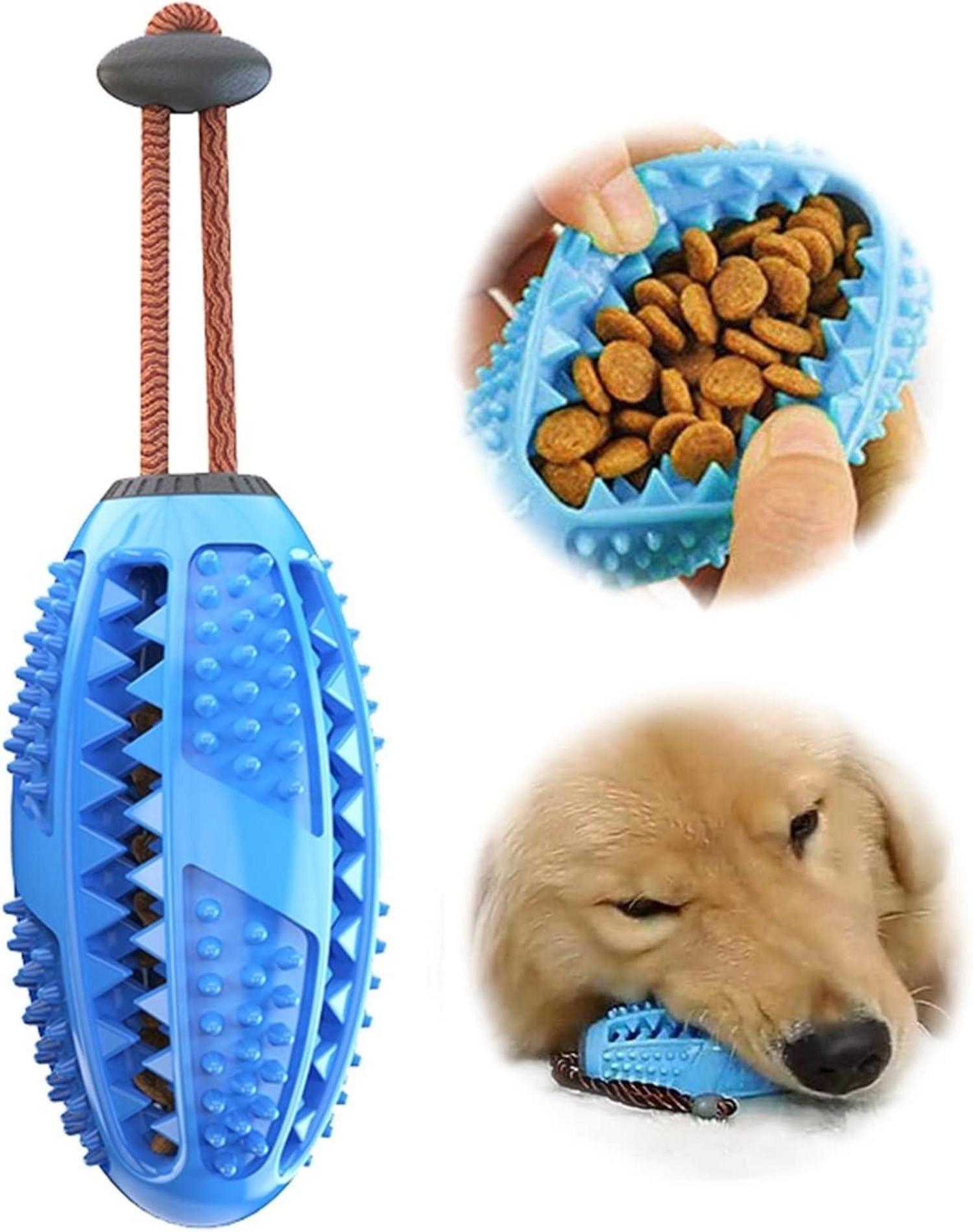 Kauspielzeug Hundeball Zahnbürste robustes Naturkautschuk Blau