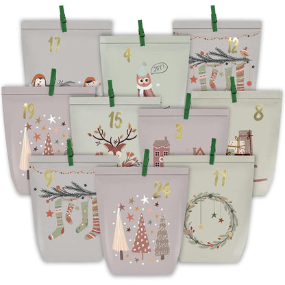 Adventskalender zum Befüllen 24 Weihnachtstüten DIY