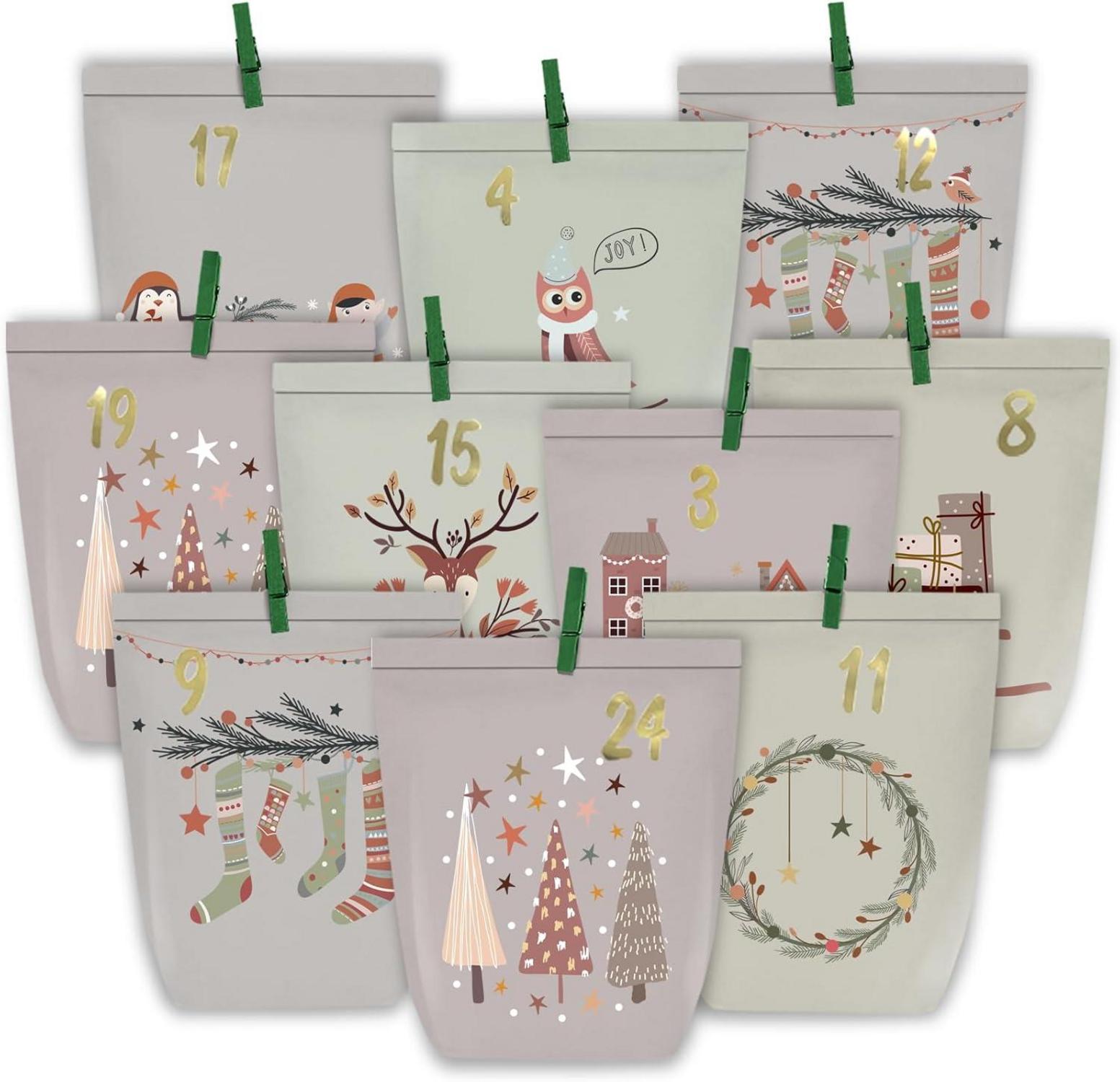 Adventskalender zum selber basteln 24 Weihnachtstüten Selbstbefüllen