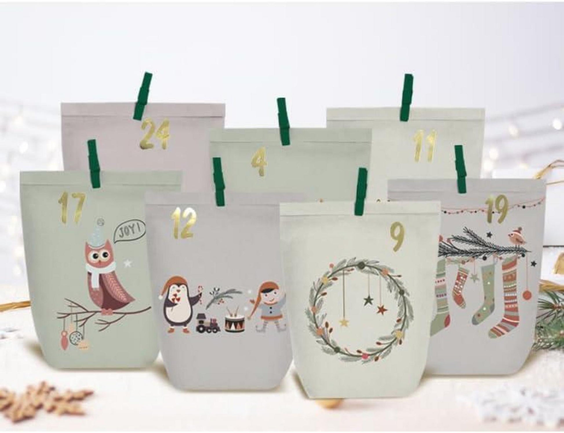 Adventskalender zum Befüllen 24 Weihnachtstüten DIY