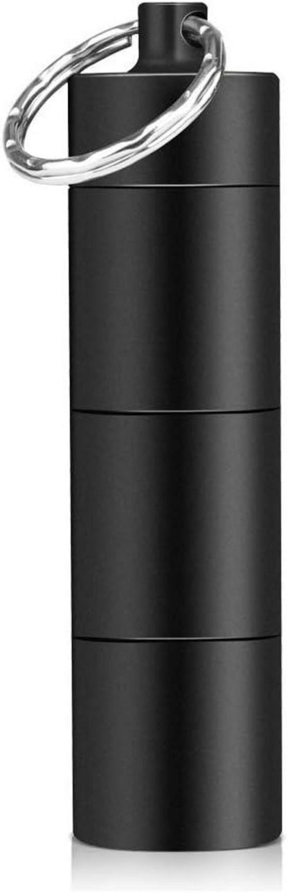 Pillendose Schlüsselanhänger Wasserdicht 3 Teilbare Fächer Schwarz