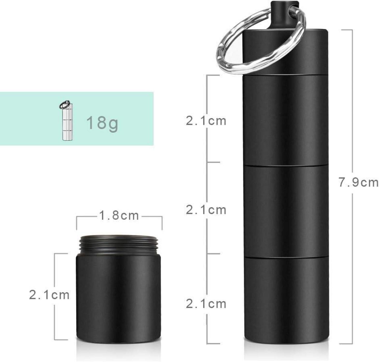 Pillendose Schlüsselanhänger Wasserdicht 3 Teilbare Fächer Schwarz