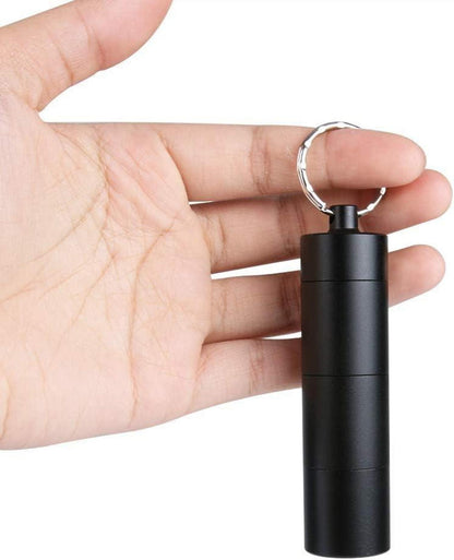 Pillendose Wasserdicht Schlüsselanhänger Aluminium Schwarz
