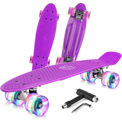 BELEEV 22 Zoll Mini Cruiser Skateboard LED Leuchtrollen