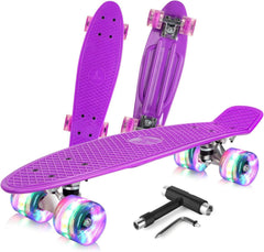 Skateboard 22 Zoll Mini Cruiser LED Leuchtrollen All-in-one Tool