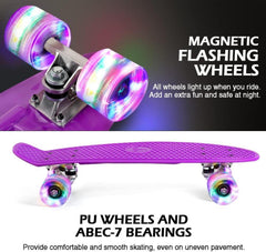 BELEEV 22 Zoll Mini Cruiser Skateboard LED Leuchtrollen