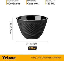 2er Set Gusseisen Teetassen Japanisches Design 120ml Ø 8cm