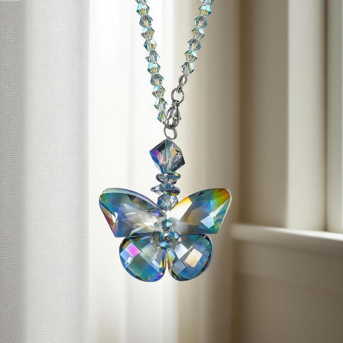 Kristall Schmetterling Auto Spiegel Charm Hängeornament Regenbogen