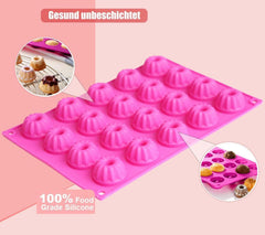 Mini Gugelhupfform Silikon Backform Klein Antihaftbeschichtung Rosa