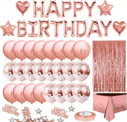 Happy Birthday Deko Frauen Mädchen Rosegold Partyset Luftballons