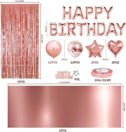 Rosegold Geburtstagsdeko Frauen Mädchen Happy Birthday Set