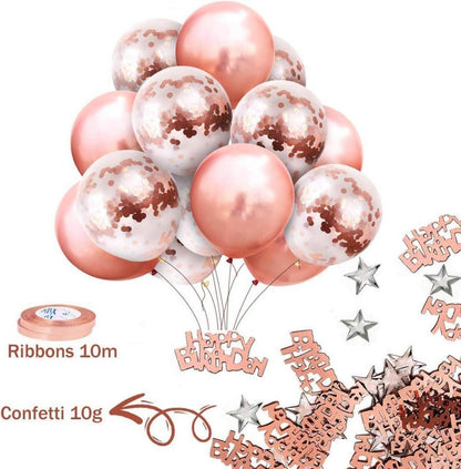 Rosegold Geburtstagsdeko Frauen Mädchen Happy Birthday Partyset