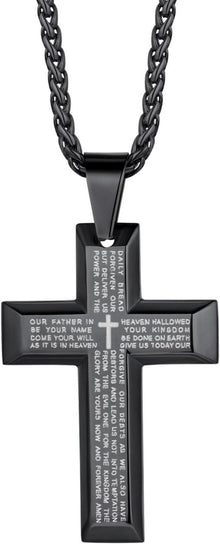 Edelstahl Kreuz Anhänger Halskette mit Weizenkette 50+5cm