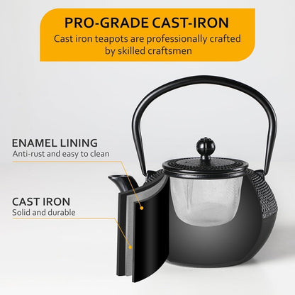 Velaze Gusseisen Teekanne mit Heizung und Stövchen 1200ml