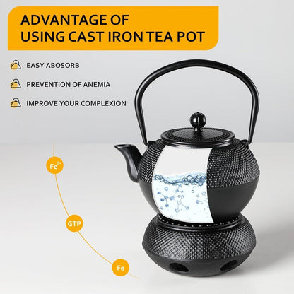 Velaze Gusseisen Teekanne mit Heizung und Stövchen 1200ml