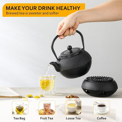 Velaze Gusseisen Teekanne mit Heizung und Stövchen 1200ml