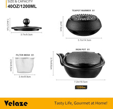Velaze Gusseisen Teekanne mit Heizung und Stövchen 1200ml