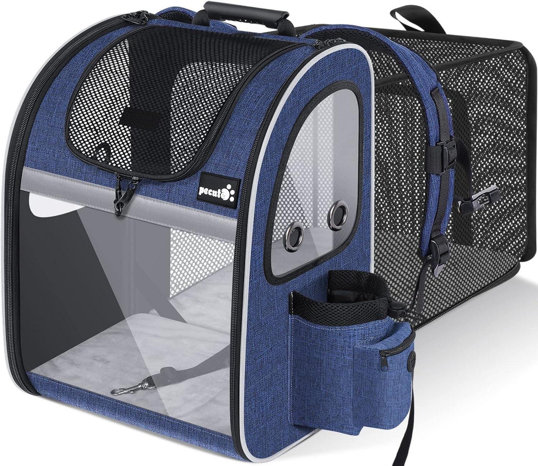 Erweiterbarer Hunderucksack Katzenrucksack Rucksack Blau 34 27 44cm