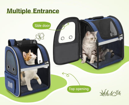 Pecute Hunde- und Katzenrucksack Blau mit Sicherheitsverschluss