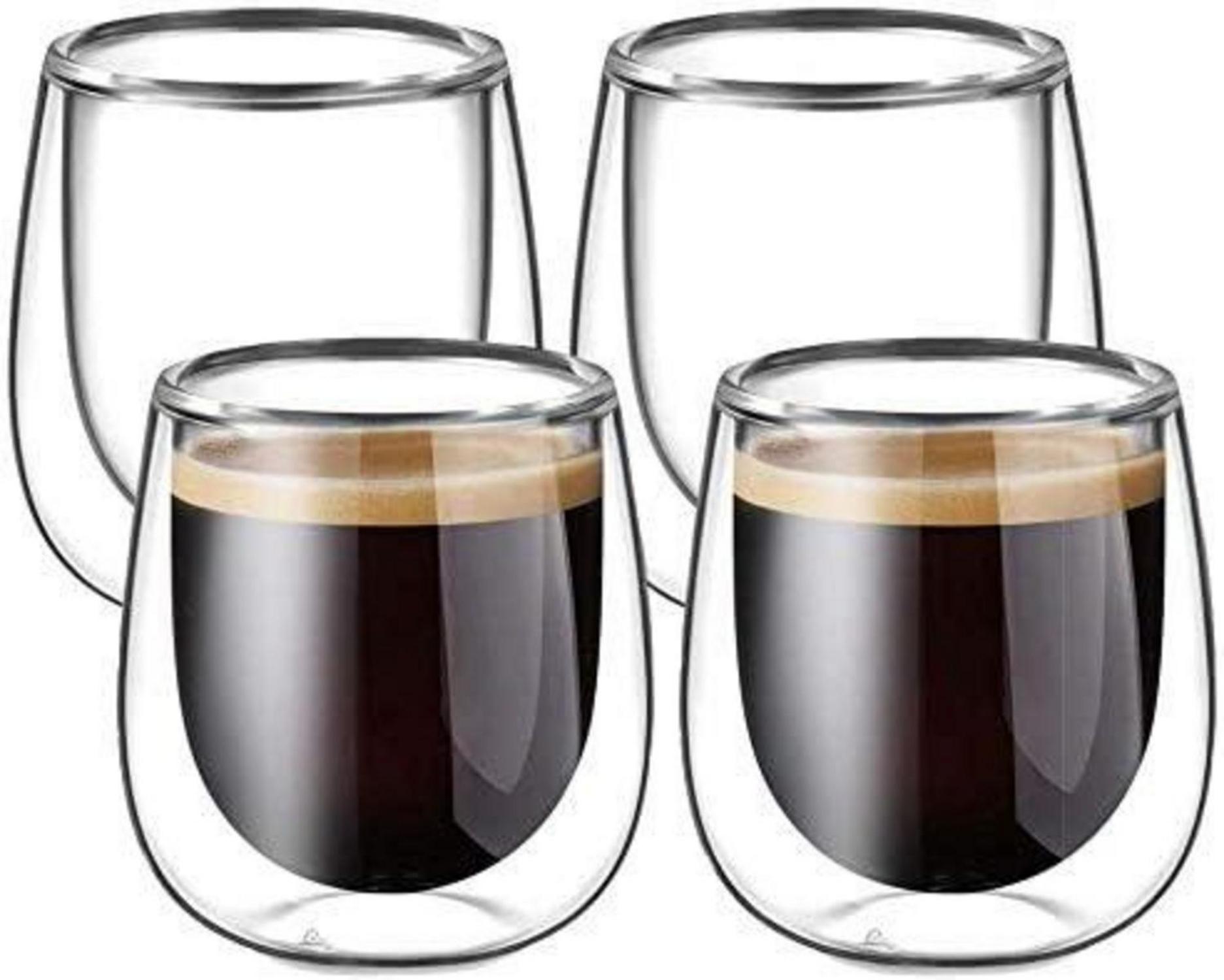 Espressogläser 100ml Doppelwandig 4er Set Borosilikatglas