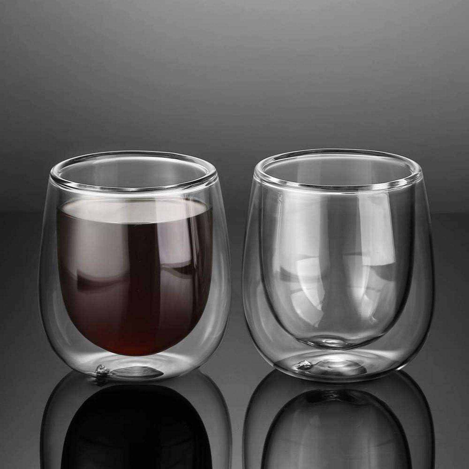Doppelwandige Espressotassen Glas 100ml 4er Set - Borosilikatglas - Kaffeetassen Teegläser