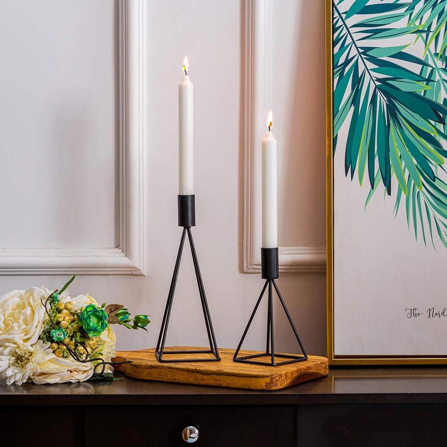 Kerzenständer 2er Set Metall Vintage Schwarz Wohnzimmer Hochzeit