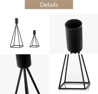 Kerzenständer Kerzenhalter 2er Set Metall Vintage Schwarz Größe S + L