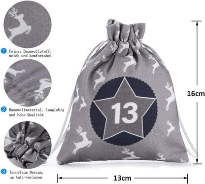 Adventskalender Stoffsäckchen Weihnachtskalender selbstbefüllbar