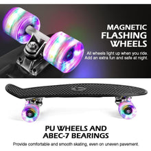 BELEEV Skateboard 22 Zoll Mini Cruiser LED Leuchtrollen