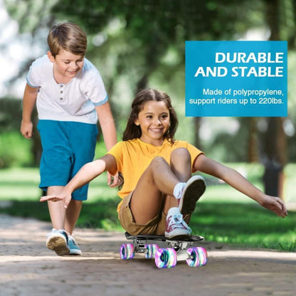 BELEEV Skateboard 22 Zoll Mini Cruiser LED Leuchtrollen