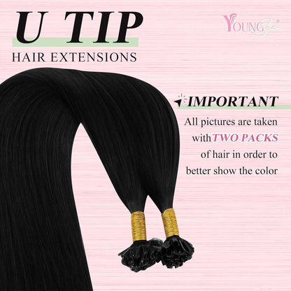 Echthaar U-Tip Extensions Schwarz 40cm - 50g