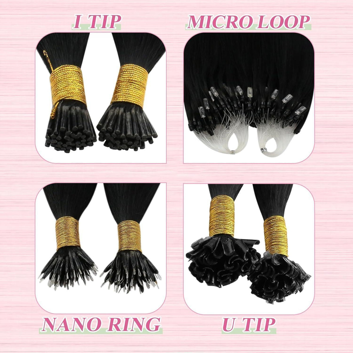 Echthaar U-Tip Extensions Schwarz 40cm - 50g