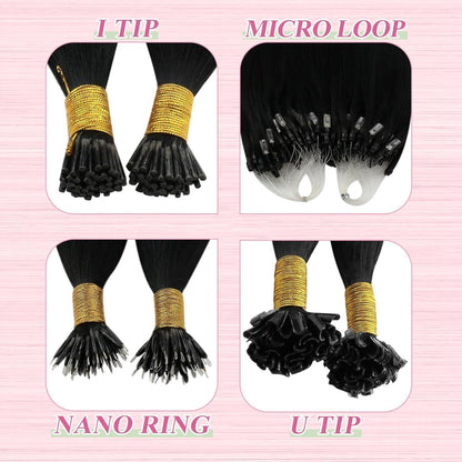 Echthaar U-Tip Extensions Schwarz 40cm - 50g