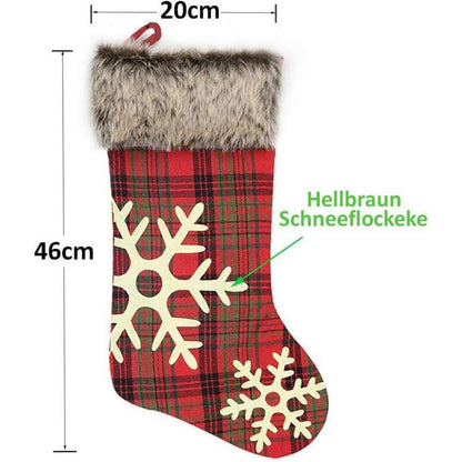 Weihnachtsstrumpf Set 4 Stück Rot Groß Plaid 46cm für