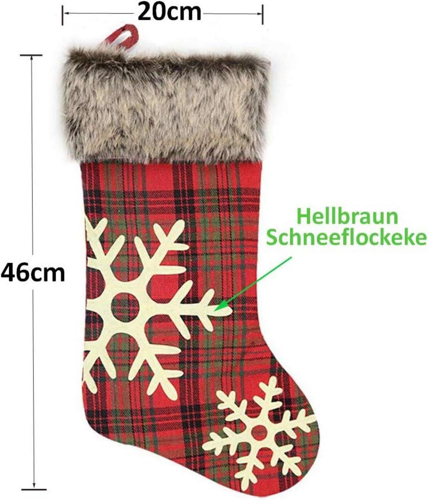 Rot Plaid Weihnachtsstrumpf Set 4er 46cm Weihnachtsschmuck deco