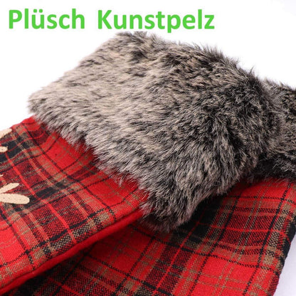 Weihnachtsstrumpf Set 4er Rot Plaid 46cm Schneeflocke Nikolausstiefel