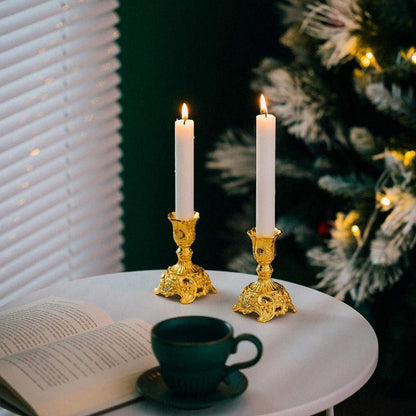 2er Set Kerzenständer Kerzenhalter Vintage Gold für Hochzeit