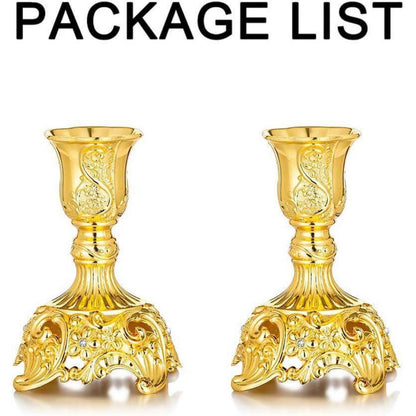 2er Set Kerzenständer Kerzenhalter Vintage Gold für Hochzeit
