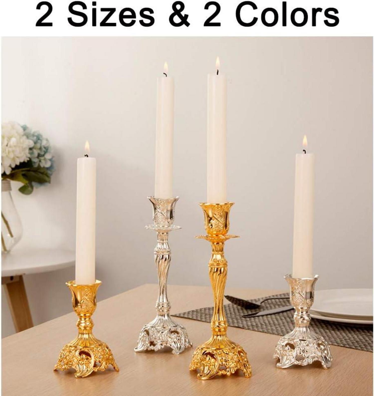 Sziqiqi 2er Set Kerzenständer in Gold für Schabbat Vintage Deko Hochzeit Tischdeko