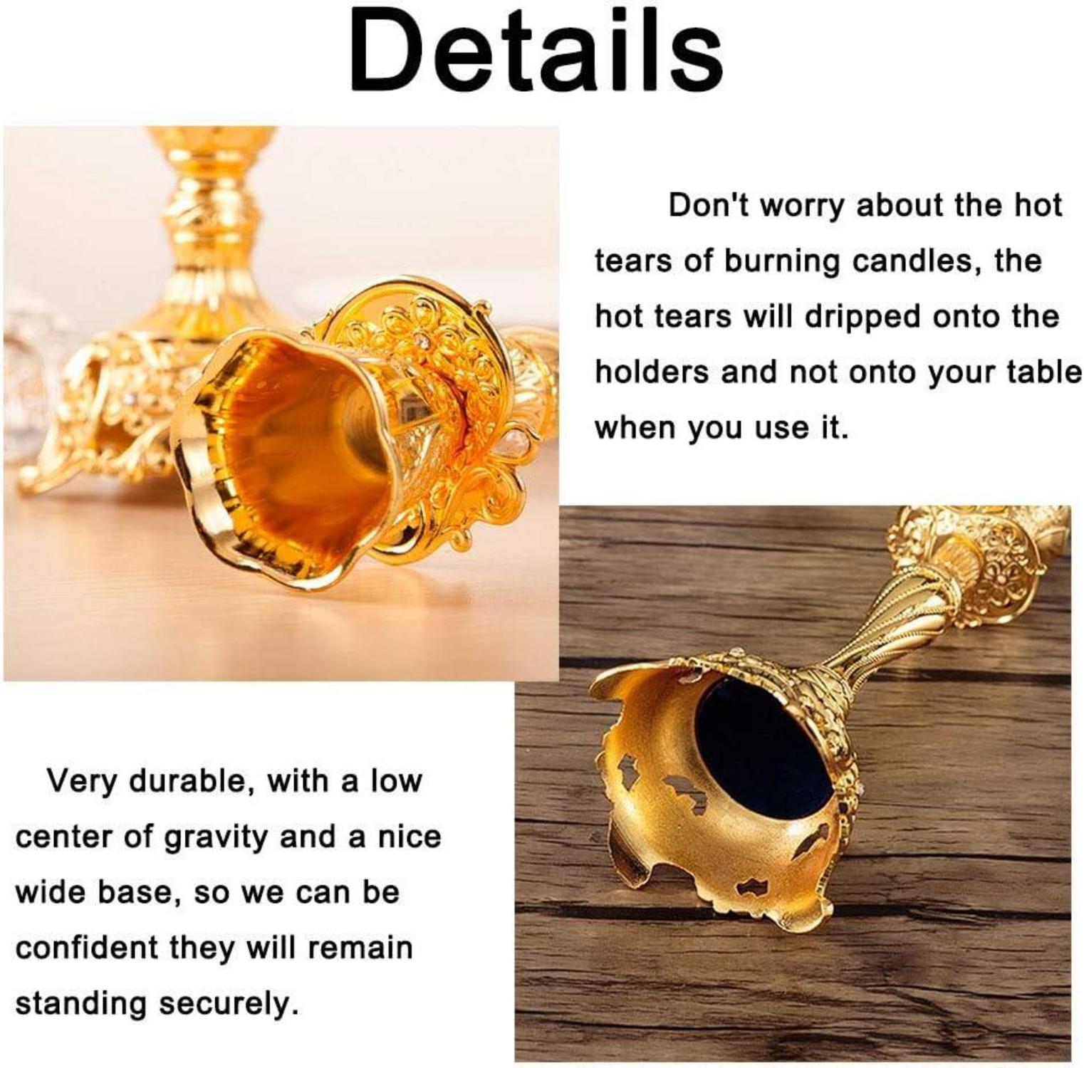 2er Set Gold Kerzenständer Kerzenhalter Vintage Deko für Hochzeit Schabbat
