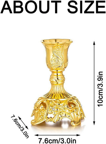 2er Set Kerzenständer Kerzenhalter in Gold für Schabbat Metall Deko