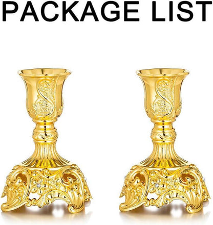 2er Set Gold Kerzenständer Kerzenhalter Vintage Deko für Hochzeit Schabbat
