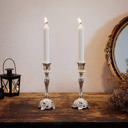 Sziqiqi 2er Kerzenständer Set Silber Vintage Deko Hochzeit