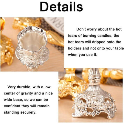 Sziqiqi 2er Kerzenständer Set Silber Vintage Deko Hochzeit