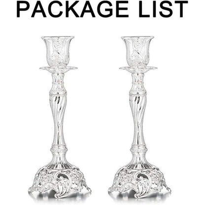 Sziqiqi 2er Kerzenständer Set Silber Vintage Deko Hochzeit