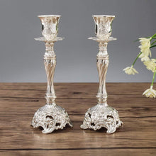Moderne Silberne Vintage Kerzenständer 2er Set für Schabbatkerzen